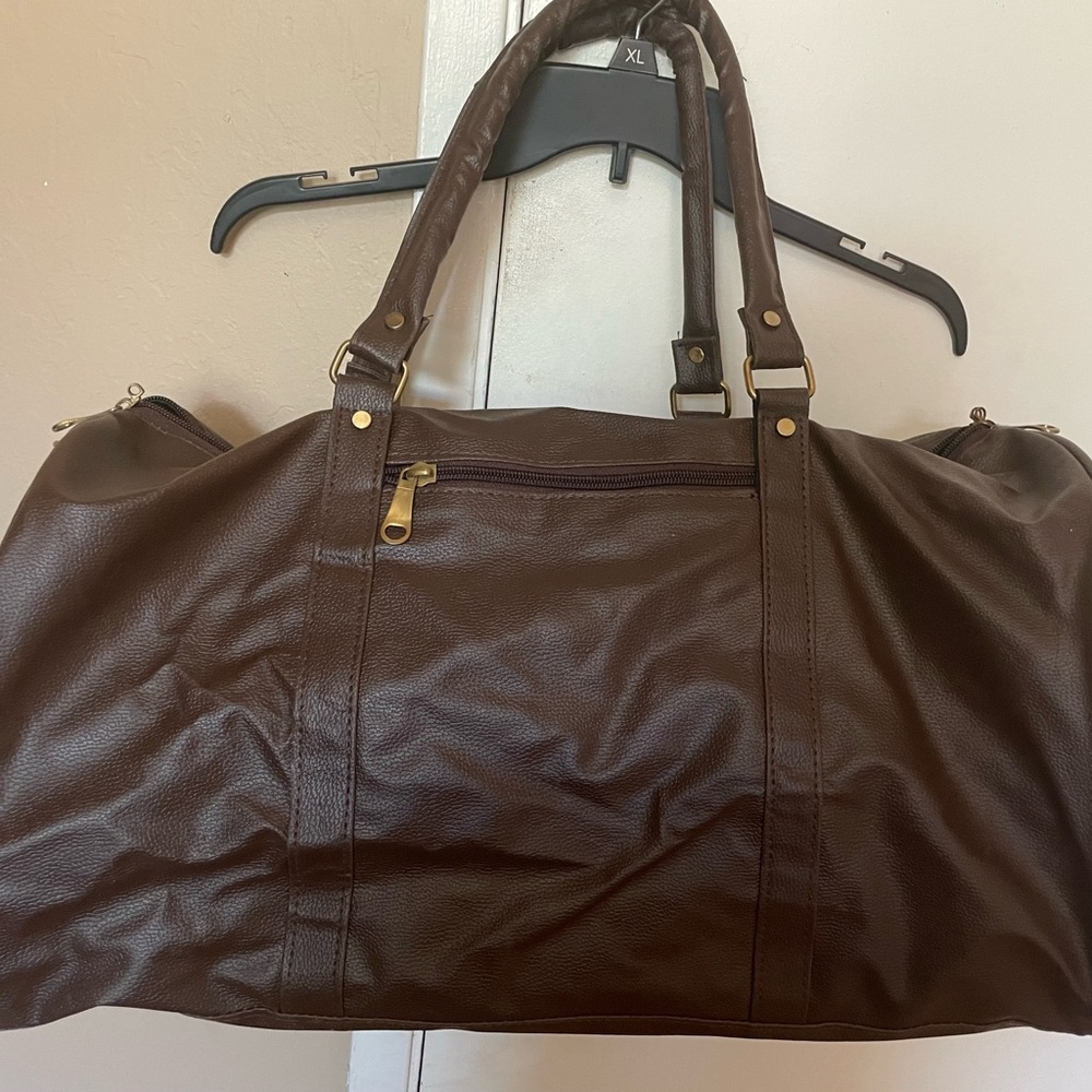Classic Brown Leather Weekender Bag - Men